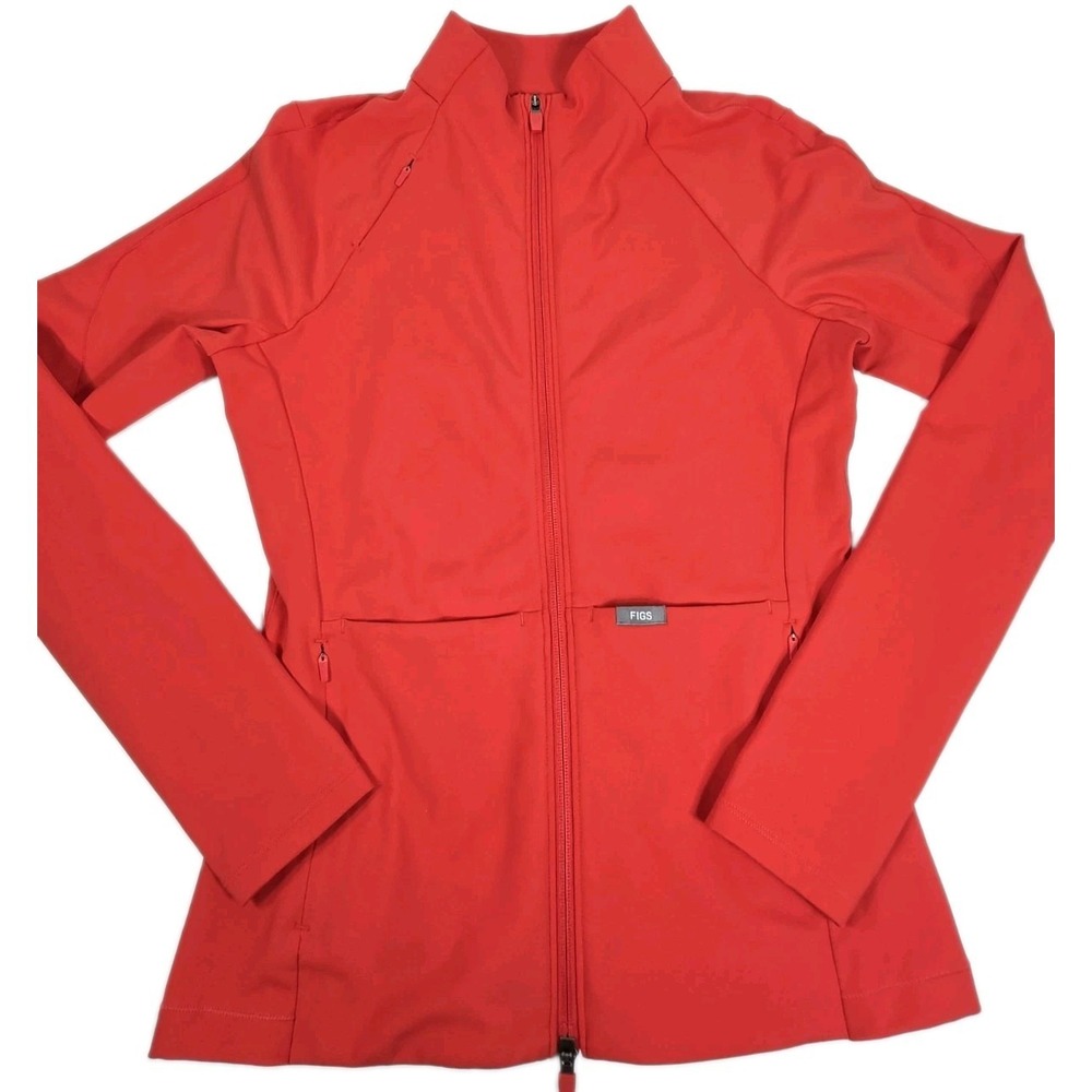 Figs Contour Knit  Jacket Women Sz S Red